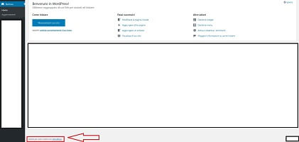Il messaggio nel footer della dashboard di WordPress